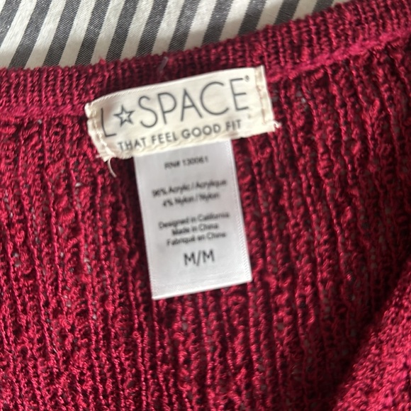L space maroon sheer coverup dress with bell sleeves size medium - Picture 2 of 5
